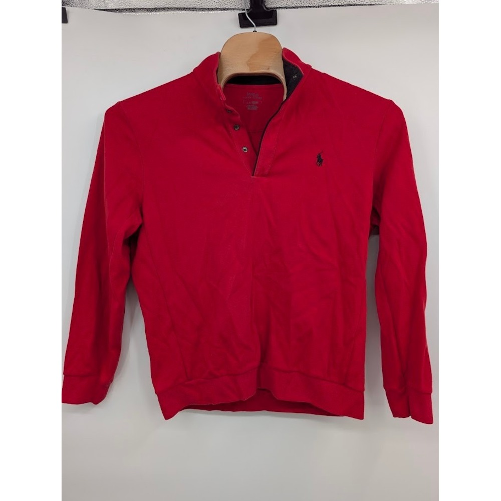 Polo Ralph Lauren Men's French Terry Snap-Placket Pullover Sweatshirt Red sz L